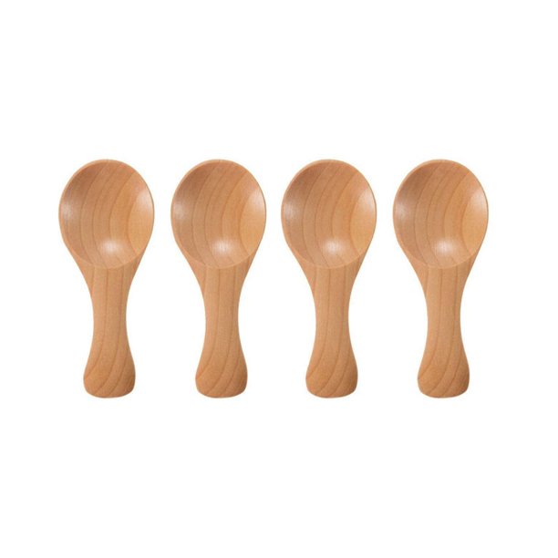 4pcs, Wooden Spoon, Simple Spice Spoon, Condiment Spoon, Kitchen Spoon, Vintage Tableware, Creative Short Handle Spoon, Multifunctional Spoon, Coffee Spoon, Soup Spoon, Kitchen Stuff, Kitchen Gadgets