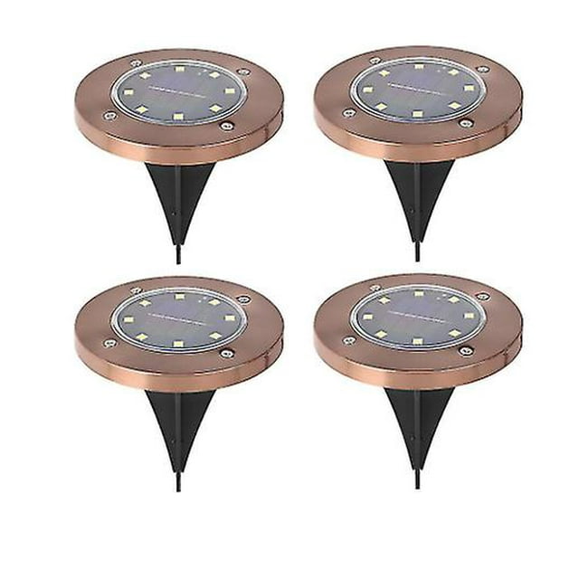 4pcs Stainless Steel Outdoor Solar Disc Lights Waterproof Ground Landscape Lighting