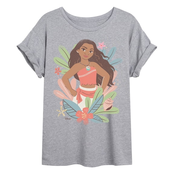 Moana - Moana Floral - Juniors Oversized Graphic T-Shirt