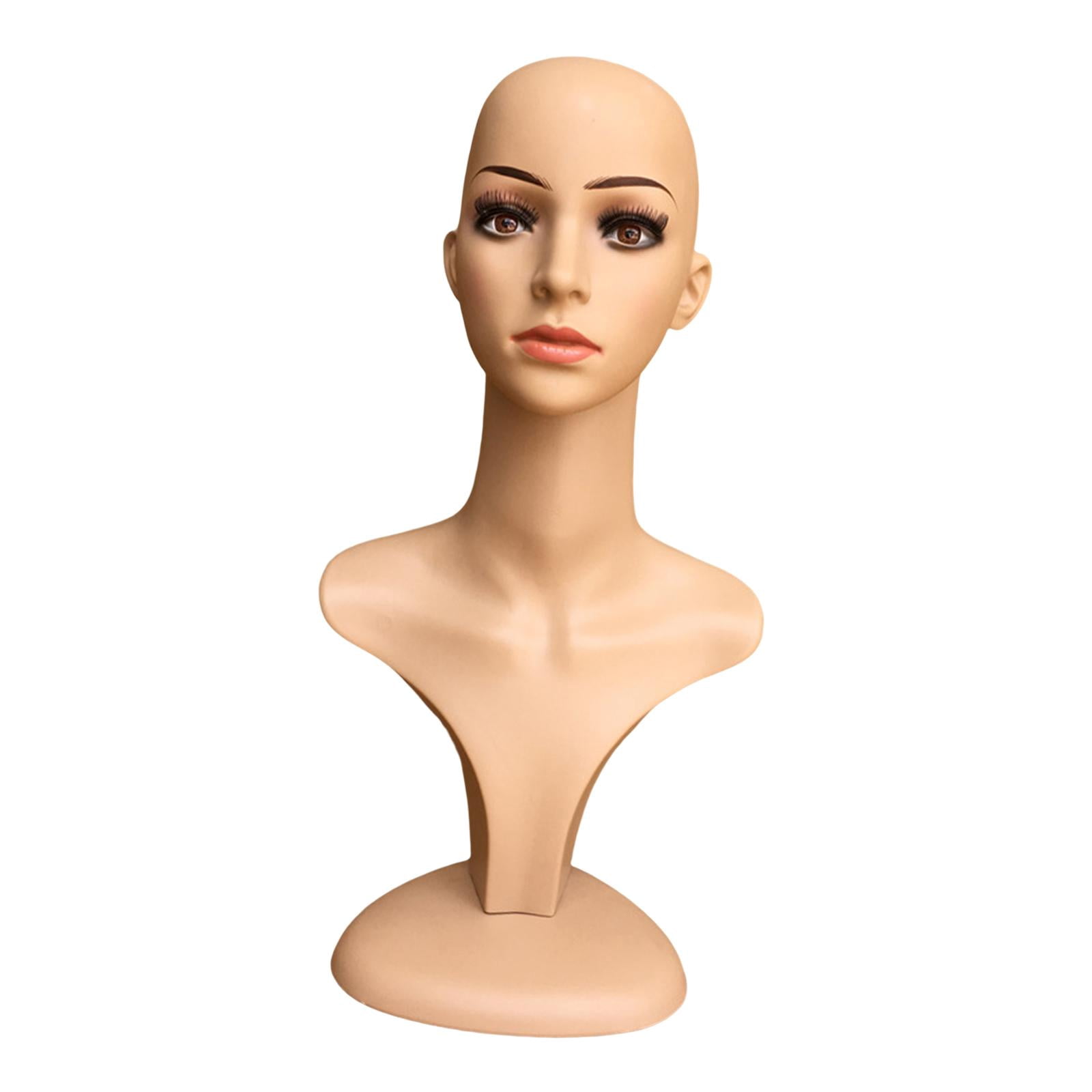 Female Head Mannequin Display Model with Shoulder Lightweight Multipurpose Professional Holder Hats Display Model for Hairpieces