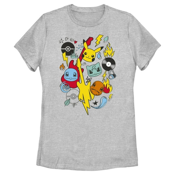 Women's Pokemon Music Rocks Starters Graphic Tee Athletic Heather Medium