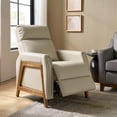 thumbnail image 3 of Modern Power Genuine Leather Recliner Chair with USB and Solid Wood Legs for Living Room Beige, 3 of 8