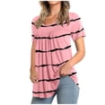 thumbnail image 1 of yievot T-Shirts à Col Rond pour Femmes à Manches Courtes Imprimés Cache-Ventre Tuniques Chemises Chic Décontracté Blouse Fluide Chandail Haut Femme, 1 of 5