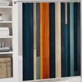 thumbnail image 5 of 4 Piece Bathroom Shower Curtain Sets Bath Mat U-Shaped Floor Mat Toilet Lid Oval Rug Orange And Blue Stripe Waterproof Personality Pattern Bath Curtain Vertically Stripes Pattern for Bathtub Decor, 5 of 8
