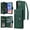 Green, variant on for Samsung Galaxy S25 FE Wallet Case with Card Slots & Zipper Pocket, PU Leather + TPU Full Body Protective Phone Case with Kickstand Magnetic Clasp Wrist Strap Shockproof Rugged Cover, Blue
