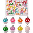 thumbnail image 1 of 80 colgantes de setas de colores en 8 estilos diferentes con aro de hierro para manualidades: pulseras, collares, llaveros y decoración navideña., 1 of 7