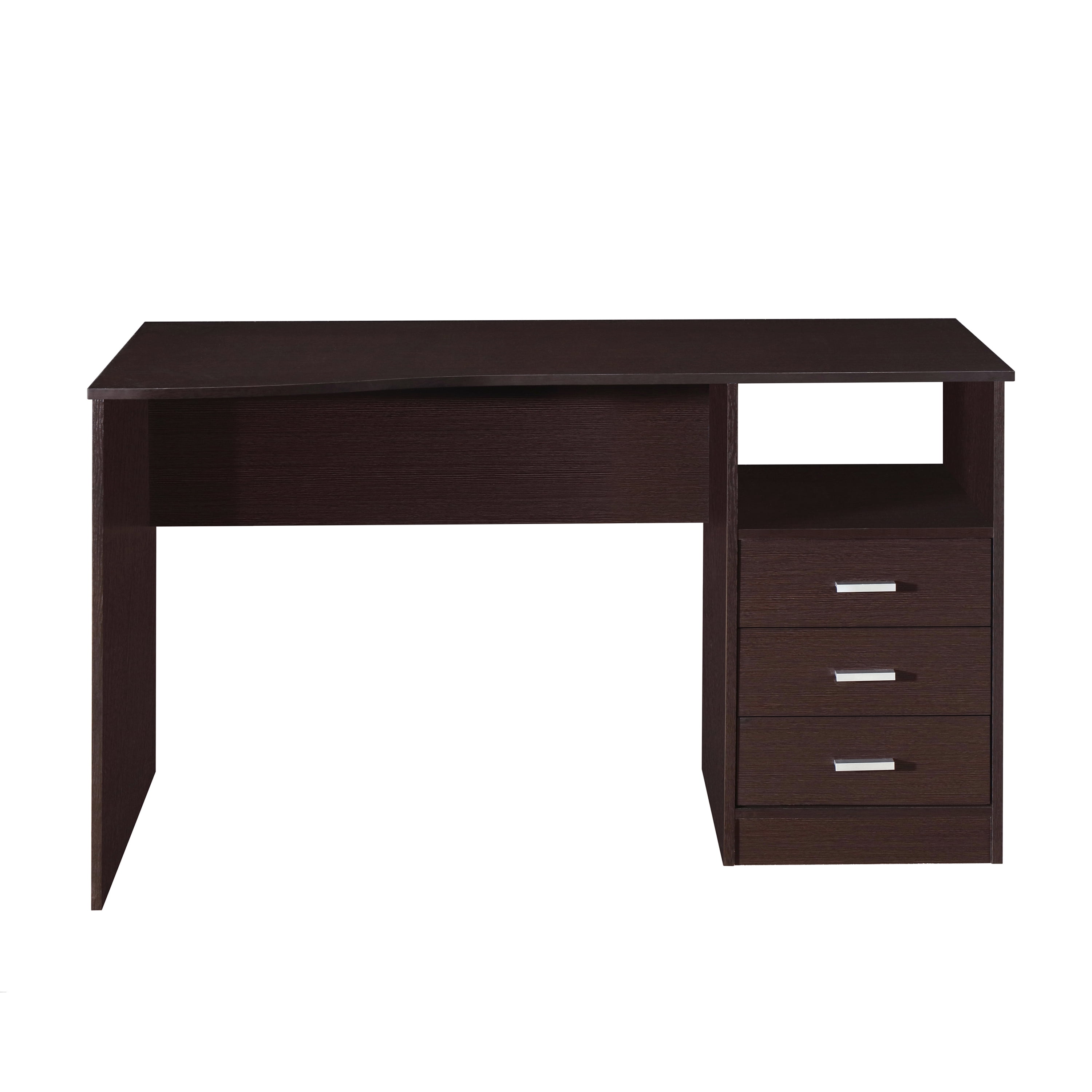 Classic Computer Desk with 3 Storage Drawers, Moisture Resistant Particleboard Workstation with Side Shelf, Multi-Purpose Drafting Table for Home Office