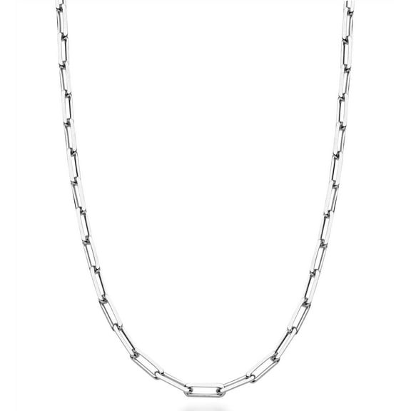 Miabella Italian Solid 925 Sterling Silver 3mm Paperclip Link Chain Necklace for Women Men, Made in Italy (16 Inches (X-Small))
