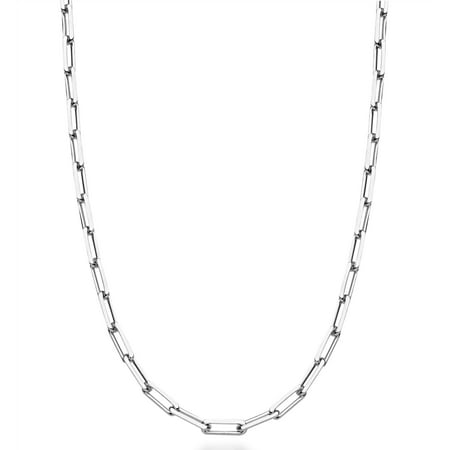 Miabella Italian Solid 925 Sterling Silver 3mm Paperclip Link Chain Necklace for Women Men, Made in Italy (16 Inches (X-Small))