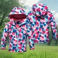 thumbnail image 2 of Cnbwig Coats for Toddler Girls Floral Printed Kids Lined Windbreaker Warm Jacket Zipper Waterproof Coat Outdoor Warm Raincoat Overcoat for Girls Kids Casual B Navy 7-8 T, 2 of 4