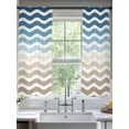 thumbnail image 3 of Navy Blue Brown Ombre Moire Semi Sheer Curtains 63 Inch Length 2 Panels Set, Water Ripple Stripe Farmhouse Sheer Kitchen Curtain Privacy Voile Window Curtain for Living Room Bedroom Rod Pocket Drapes, 3 of 7