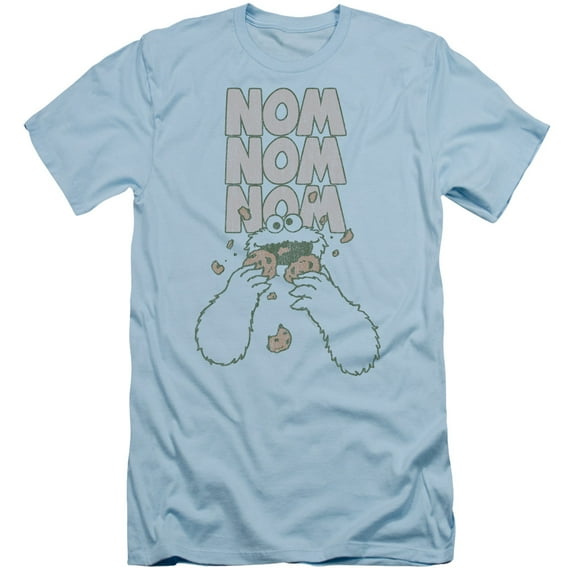 Sesame Street Nom Nom S/S Adult 30/1 T-Shirt Light Blue