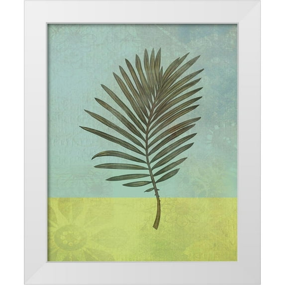 JMB Designs 20x24 White Modern Wood Framed Museum Art Print Titled - Palm Leaf