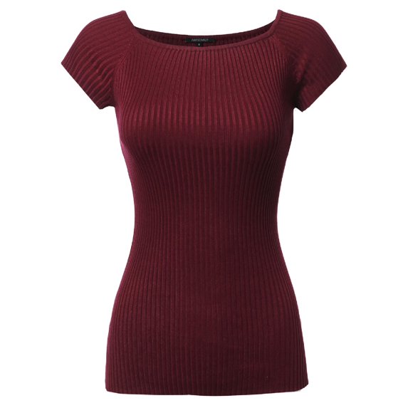 FashionOutfit Women's Basic Ribbed Off The Shoulder Top