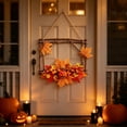 thumbnail image 4 of Fall Front Door Floral Swag, Artificial Thanksgiving Maple Leaves Door Hanging with Daisy Pumpkin, Autumn Harvest Twigs Swag Wreath for Farmhouse Mantel Wall Indoor Outdoor Home Decor, 4 of 6