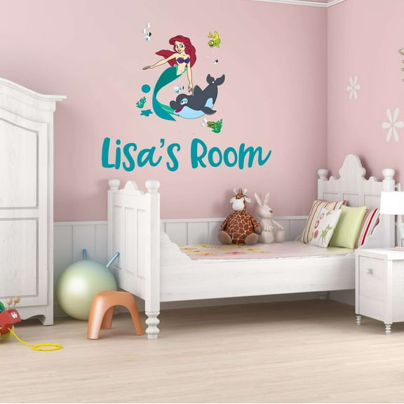 Personalized Mermaid Colorful Fish Dream Big Little Octopus Statfish Princess Queen Sweet Dreams Bedtime Unicorn Lovely Dear Dream Holiday Gift Decorating Wall Decal Sticker - Size: 40 In X 36 In