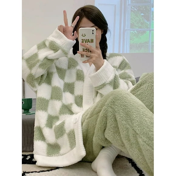 Thicker Women‘s Pajamas Warm Nightgown Winter Flannel Home Clothes Female Autumn Thick Coral Velvet Sleepwear Pijamas Set