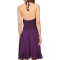 thumbnail image 2 of Sakkas Jia Stonewashed Embroidered Handkerchief Hem Halter Dress With Beads - Purple - L/XL, 2 of 4