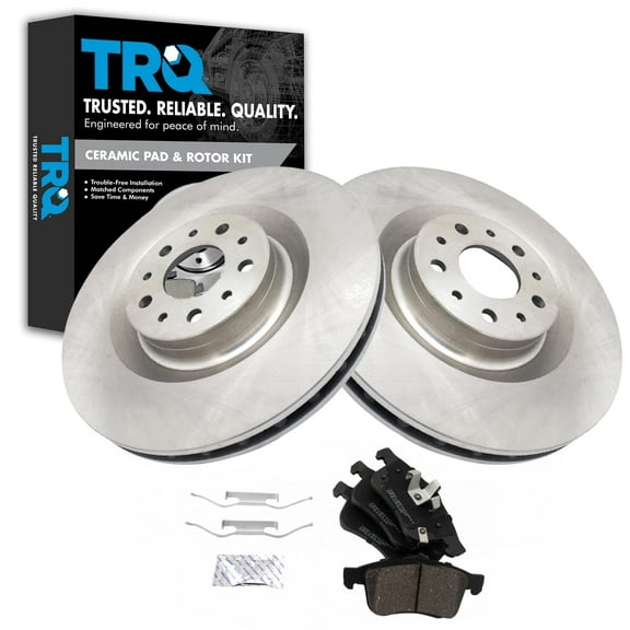 TRQ Front Brake Pad & Rotor Kit Brake Pads Brake Rotor Ceramic Fits Select 2014-2020 Fiat 500L