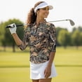 thumbnail image 4 of Uorisanigo Camo Forest Womens Golf Shirt Versatile Comfortable Quick Dry Athletic Polo Shirts Fashionable 3/4 Roll Sleeve Tennis Tops with Zip Up Collar Casual Daily Wear Size L, 4 of 7