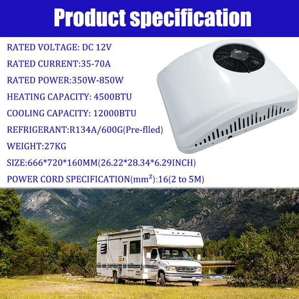 NEKPOKKA 12V DC Air Conditioner, Truck & RV A/C, 9000 BTU