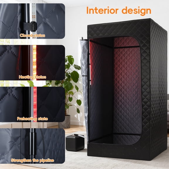 SUSUchens Upgraded 9-Level Foldable Sauna Box,Portable Steam Sauna Tent,Personal Home Sauna with 3L/1400W Steam Generator,Remote Control & Timer,Extra Large 35"x35"x71" (Black)