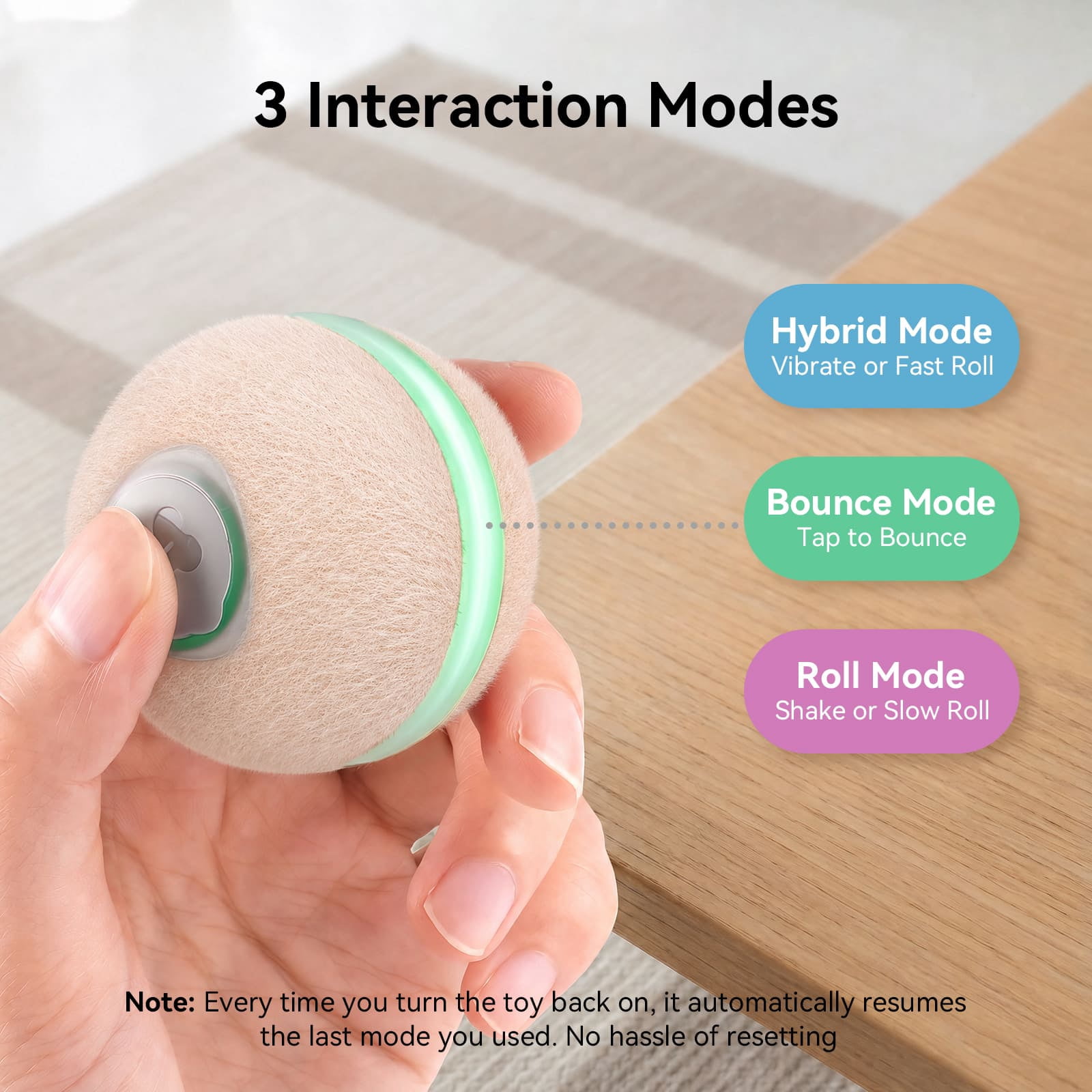 Cheerble Wicked Ball M3 Automatic Ball & Interactive Cat Toy with Bell, Apricot Beige