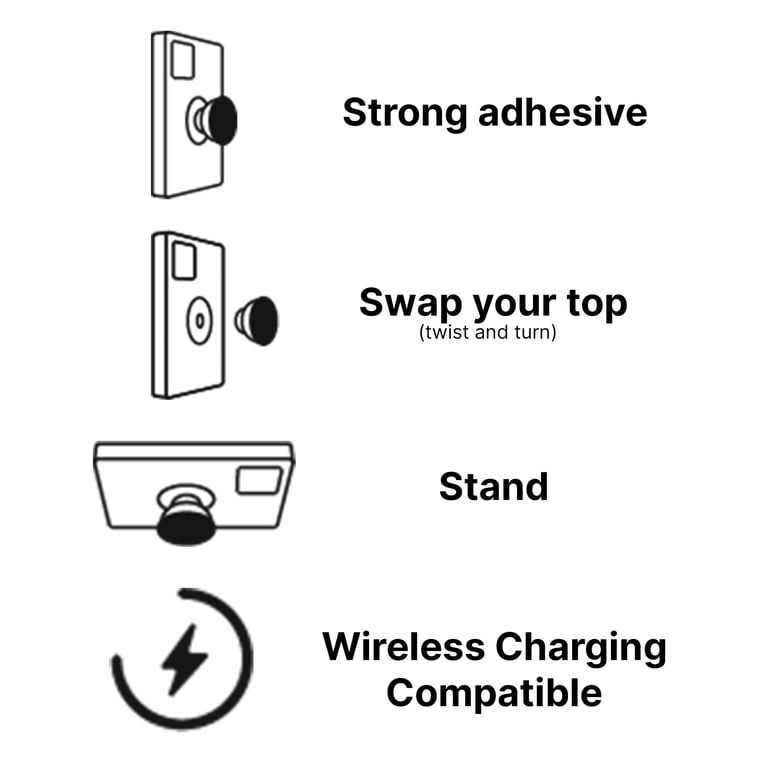 PopSockets PopGrip Stand with Swappable Top - Clear photo 6