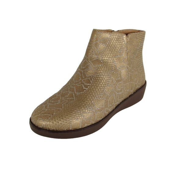 Fitflop Womens Ziggy Zip Python Print Boot Shoes, Bronze, US 5