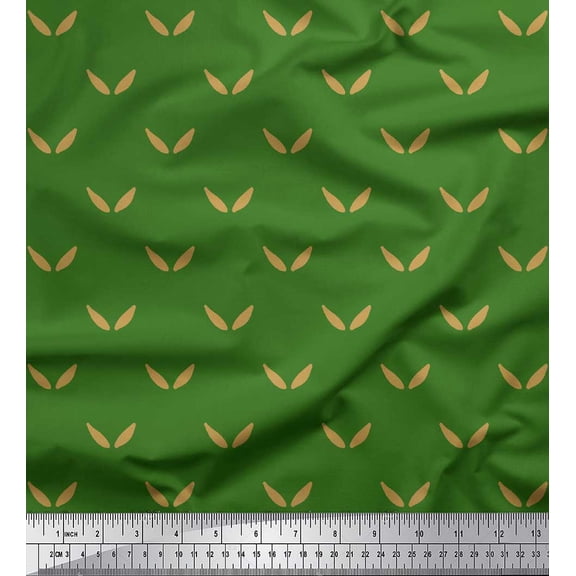 Soimoi Green Cotton Voile Fabric Brush Stroke Abstract Printed Fabric 1 Yard 42 Inch Wide