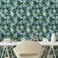thumbnail image 2 of Ambesonne Floral Peel & Stick Wallpaper for Home, Jungle Flowers Tropical Leaf, 13"x100", Pistachio Green and Soft Blue, 2 of 5