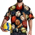 thumbnail image 4 of Baseball Men's Short Sleeve Button Down Hawaiian Beach Printed Casual Shirts, 4 of 6