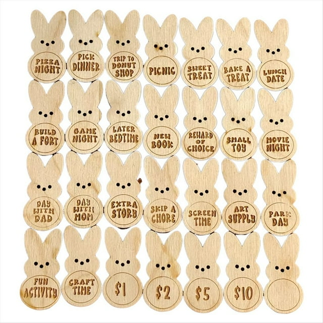 Fichas de Pascua Fichas de Recompensa de Pascua, Juegos de Premios de Huevos de Madera B