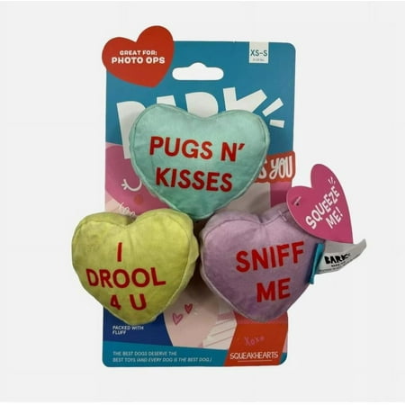 BARK Box "I Chews You" 3 pcs Conversation Hearts Dog Toy