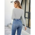 thumbnail image 3 of Women's Long Sleeve Scoop Neck Shirts Casual Slim Fit Tops Summer Fall Basic Business Work Tee, 3 of 4