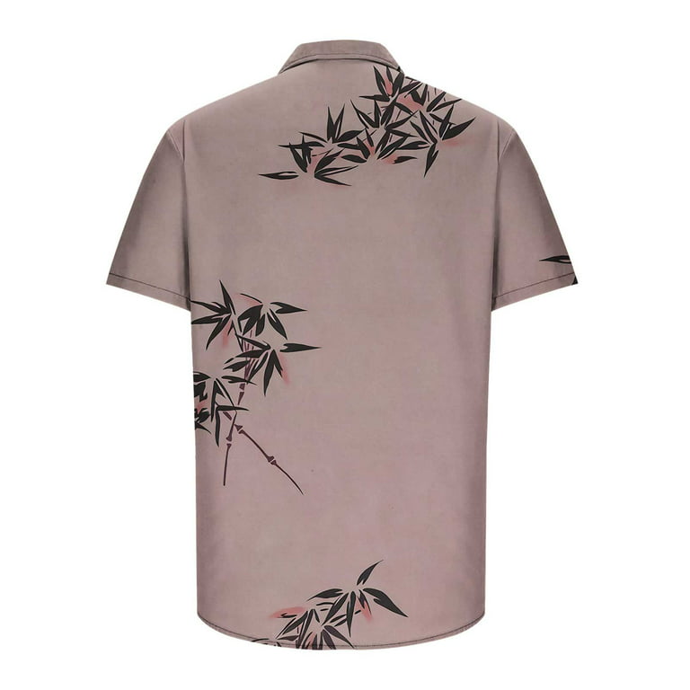 JWZUY Hawaiian Shirts for Men Short Sleeve Aloha Beach Shirt Floral Summer  Casual Button Down Shirts Pink XL