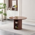 thumbnail image 4 of Round Dining Table with Two Layers of Storage Shelves. Wood Tea Desk, Flexible-opening Storage Door. Large storage space, Living Room or Kitchen, 4 of 15