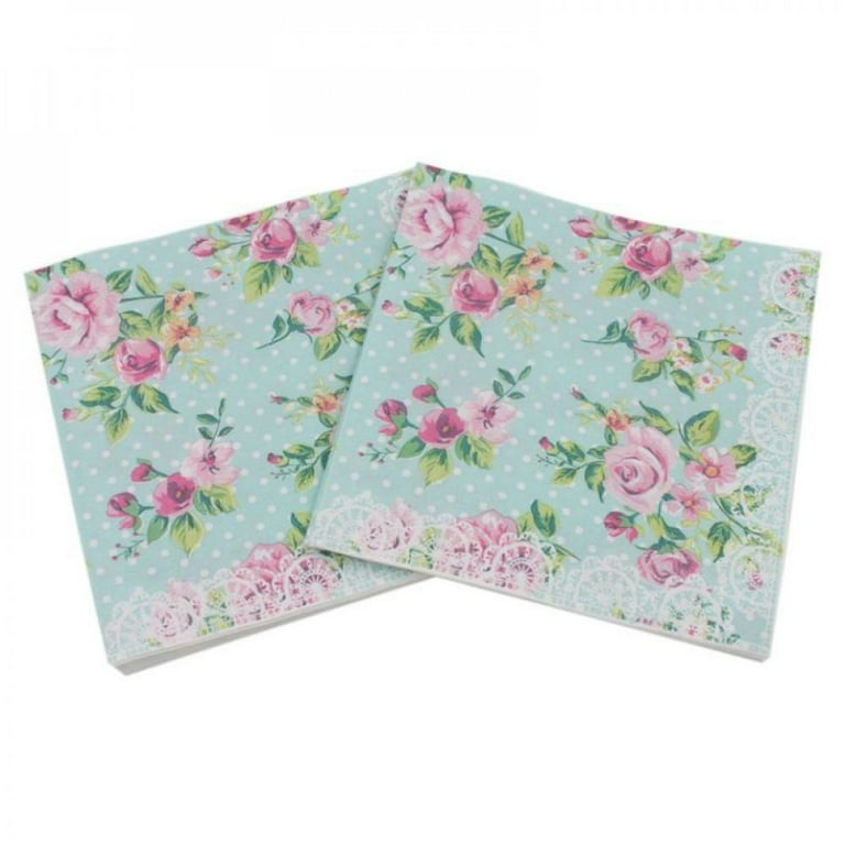 150 Pack Pink Floral Paper Napkins for Bridal Shower, Birthday, Spring Tea  Party (6.5 In) 