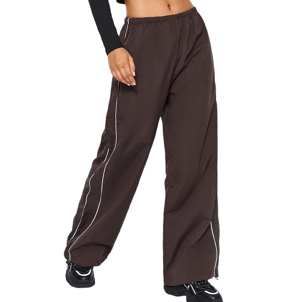 Sonducket Reemplazo de pantalón de poliéster, banda elástica de Color sólido, informal, transpirable, lavable, a la moda, pantalón largo de Prendas para la parte inferior del cuerpo Marrón SG