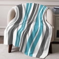 thumbnail image 3 of Throw Blanket for Couch Gray Blue Soft Fleece Flannel Blankets Cozy Lightweight Blanket for Home Sofa Living Room Stripe Bed Throws 30" x 40", 3 of 9