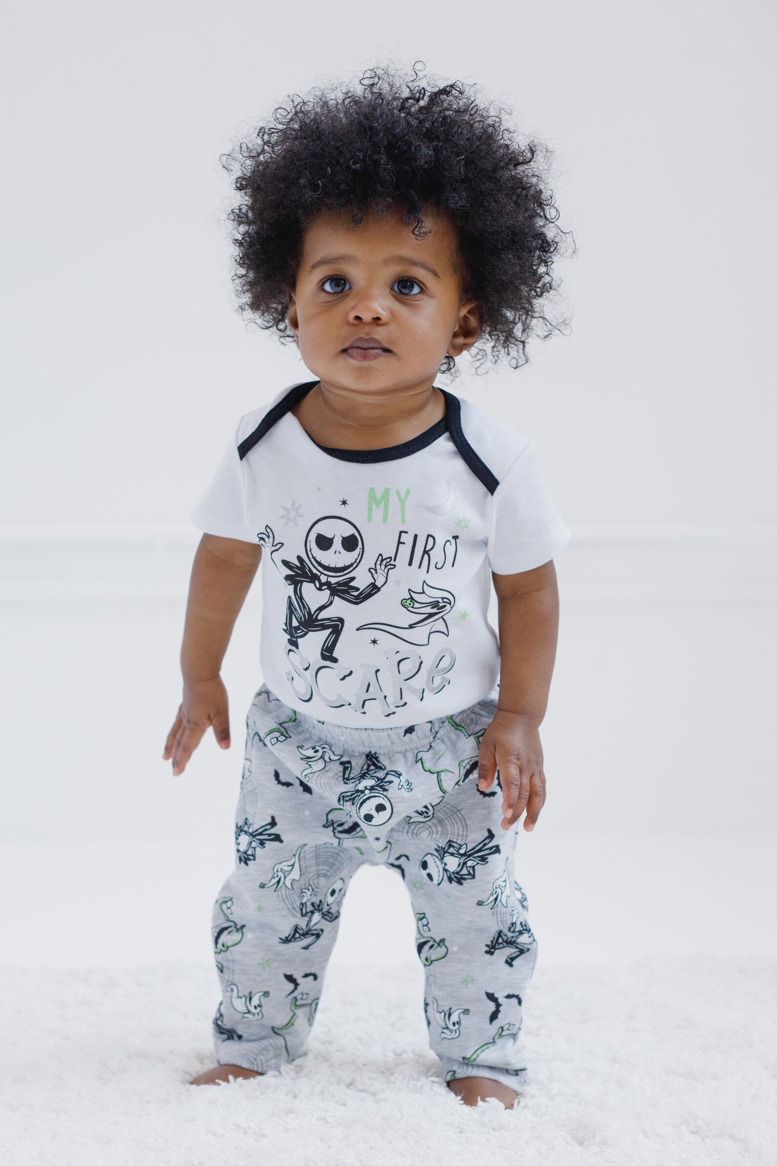 Disney Nightmare Before Christmas Jack Skellington Oogie Boogie Zero Fleece Pullover Hoodie Bodysuit and Pants 3 Piece Outfit Set Newborn to Infant