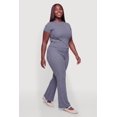 thumbnail image 2 of Women's Plus Size Ribbed Knit High Waisted Flare Leg Pants, 2 of 4