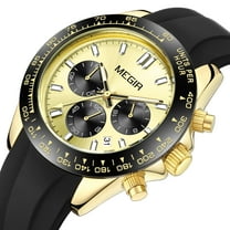 MEGIR Luxury Sports Men Watch Chronograph Silicone Quartz Wristwatch Waterproof Calendar Large Dial