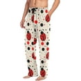 thumbnail image 4 of Men's Pajama Pants with Pockets Sleepwear Lounge Pants Stretch Casual Black Red Ladybird Polka Dot, 4 of 6