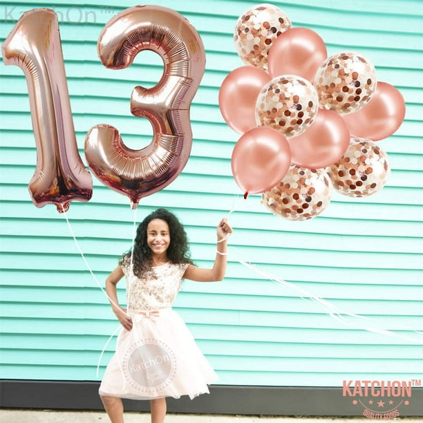 30 numéros de ballon en or rose pour décorations de 30e anniversaire –  Grand, 40 pouces, Confettis Or Rose et Ballons 30e Anniversaire Femme