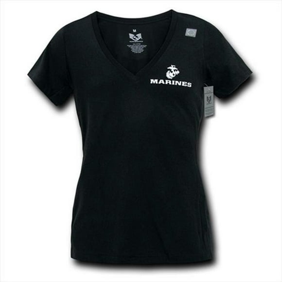 Rapid Dominance G01-MAR-BLK-01 T-shirt à Col en V pour Femmes- Marines- Noir-Petit