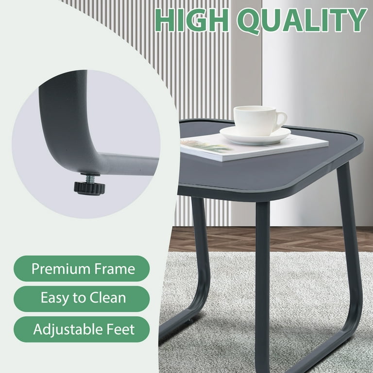 Ainfox 3-Piece Rocking Bistro Set with Glass Table, Gray photo 7