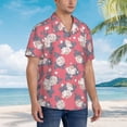 thumbnail image 2 of Lsque Rose Flowers pattern Hawaiian Shirt for Men, Unisex Summer Beach Casual Short Sleeve Button Down Shirts-Large, 2 of 9