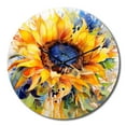 thumbnail image 2 of Designart "Yellow Blue Golden Cheerful Sunflowers Radiant Blossoms" Floral Oversized Wall Clock, 2 of 5
