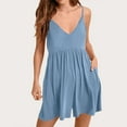 thumbnail image 2 of Akafmk Women Spaghetti Strap Romper V Neck Backless Ruffle Loose Shorts Jumpsuit Playsuit Blue XL, 2 of 5